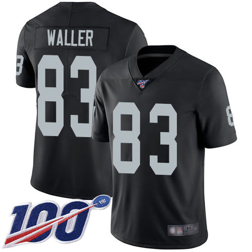 Men Oakland Raiders Limited Black Darren Waller Home Jersey NFL Football #83 100th Season Vapor Jersey